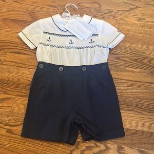 Ralph Lauren Navy and White Sailor Outfit 12 months NWT